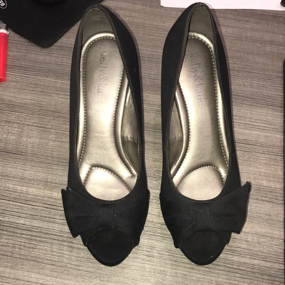 💛🆓 Women’s Peep Toe Black Bow Heels